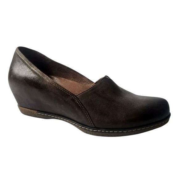 Dansko Shoes - Dansko Liliana Burnished Brown Leather Wedge Loafers Comfort Shoes Size 9 EU 39